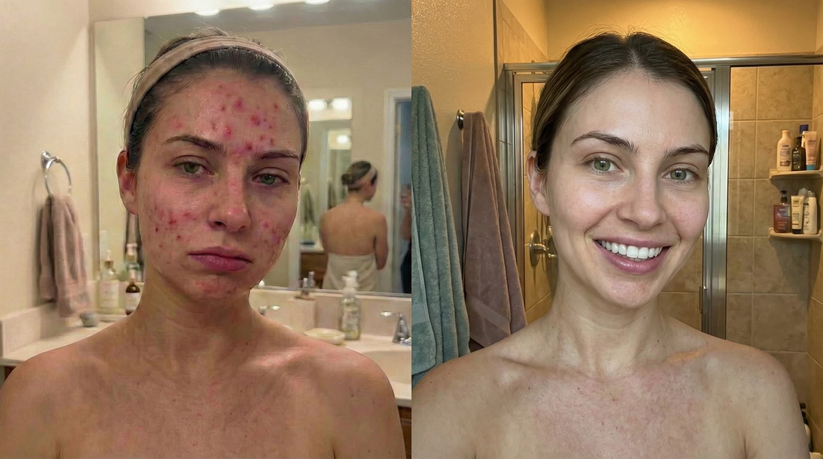 Skincare transformation - before and after
